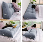 WOWMAX Headboard Pillow Queen Triangular Bed Wedge Pillow for Headboard Wedge Pillow Headboard for Daybed Bunk Bed Large Bolster Pillow for Bed with Removable Cover, Gifts for Mom Gray