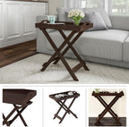 Lavish Home Folding TV Trays Set of 2 - Contemporary Side Table Set with Removable Tray Tops for Food Serving, Decor, or Meals - Portable TV Tables for Living Room, Bedroom, or Home Office (Brown)