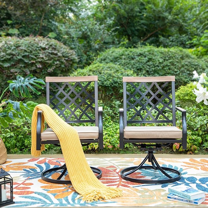 Sophia & William Outdoor Swivel Metal Chairs Set of 4, Patio Dining Chairs with Cushions, Strong Capacity Furniture Set for Garden Backyard Support 300lbs