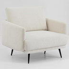 Mid-Century Accent Chair,Modern Oversized Armchair for Living Room,Comfy Upholstered Reading Accent Chairs for Bedroom,Single Sofa Chair (Beige-1PACK)