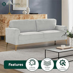 Studio Living® Matthew 75.6" Sofa, Mid-Century Modern, Pocket Coil Comfort, Metal Brushed Bronze Legs, Chenille Fabric, Ivory