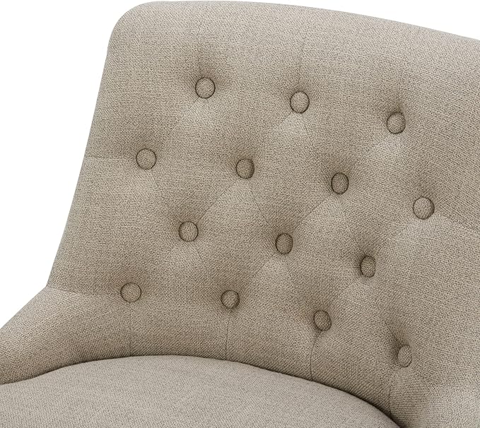 Watson & Whitely Counter Height Bar Stools, Performance Fabric Upholstered Modern Swivel Barstool with Back, Solid Wood Legs, 26" H Seat, Tan