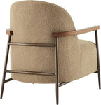 CHITA Accent Chair for Living Room Set of 2, FSC Certified Modern Upholstered Faux Sherpa Fabric Armchair with Metal Frame and Wooden Armrests, Camel