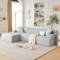 107” Modular Sectional Sofa, Boneless Couch Modern Sofa for Living Room, High Density Sponges Cloud Couch Sectional, L-Shape Couches for Living Room, LightGrey