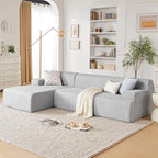 107” Modular Sectional Sofa, Boneless Couch Modern Sofa for Living Room, High Density Sponges Cloud Couch Sectional, L-Shape Couches for Living Room, LightGrey