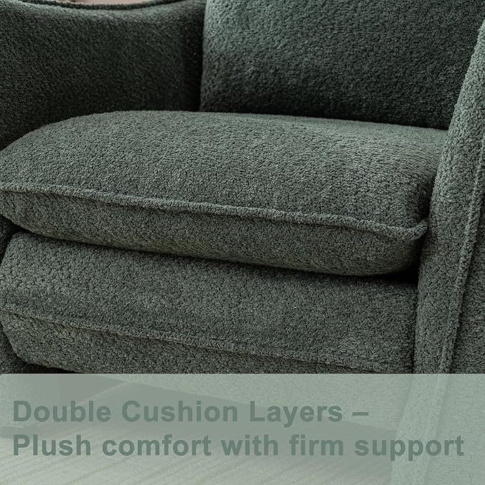 Oversized Armchair, Modern Accent Chair Upholstered in Soft Cloud Fabric with Plush Cushions – Comfy Lounge Chair for Reading Nook, Living Room, and Bedroom (Green, Set of 1)
