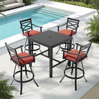 Pellebant 30 Inch Sunbrella Outdoor Bar Stools Set of 8, Aluminum Swivel Patio Bar Height Bar Stools with Back & Footrest, for Deck Lawn Garden(Red)
