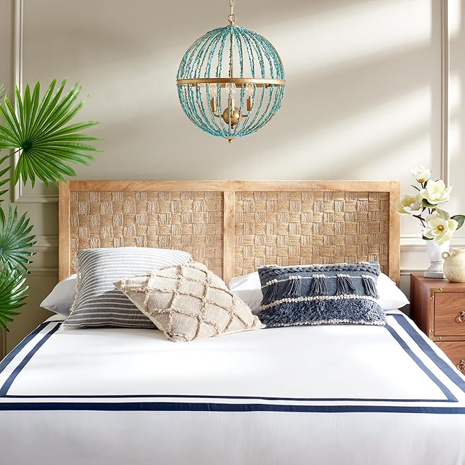 SAFAVIEH Home Collection Halvor Natural Rattan Solid Wood Full Size Headboard