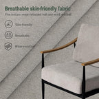 Modern Accent Chair for Living Room Bedroom Mid Century Arm Chair Upholstered Office Accent Chair Comfy Waiting Room Chair with Metal Frame, Grey