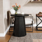 Tribesigns Farmhouse Round End Table, Wooden Couch Side Table with Octagonal Base, Black Nightstand Pedestal Accent Furniture for Living Room, Bedroom (1)