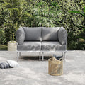 Sundale Outdoor 2 Pieces Patio Furniture Set, Metal Outdoor Sectional Sofa with Armrests and 6 Inch Olefin Cushion, All-Weather Modern Outdoor Conversation Sets