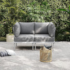 Sundale Outdoor 2 Pieces Patio Furniture Set, Metal Outdoor Sectional Sofa with Armrests and 6 Inch Olefin Cushion, All-Weather Modern Outdoor Conversation Sets