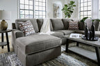 Signature Design by Ashley O'Phannon Casual Right-Arm Facing Herringbone Chenille 2-Piece Sectional with Chaise, Loose Seat Cushions and 2 Throw Pillows, Gray