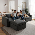 108.3" Cloud Sectional Couches for Living Room, L-Shape Couch with Ottoman, 3 Seater Modular Sectional Sofa with Deep Seats for Bedroom Office