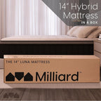 Milliard Queen Mattress, 14 Inch Hybrid Mattress in a Box with Premium Memory Foam and Quilted Pillow Top - Medium Firm, Cool Night Sleep and Full Body Support & Pressure Relief, CertiPUR-US Certified