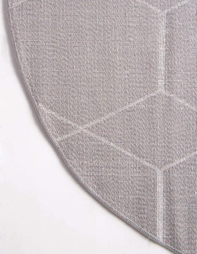 Unique Loom Trellis Frieze Collection Area Rug - Geometric (6' Round, Light Gray/ Ivory)