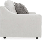 Signature Design by Ashley Maitelynn Contemporary Loveseat with Accent Pillows, Reversible Cushions and Sloped Arms, Light Gray