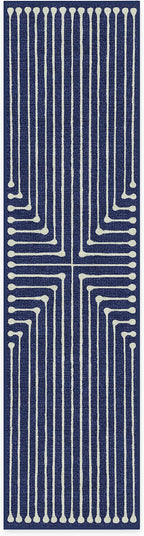 RUGGABLE x Jonathan Adler Machine Washable Modern Runner Rug – Inkdrop Lapis Blue 2.5x10, Stain-Resistant, Non-Slip – Washable Rug for Hallway, Entryway, Living Room & Kitchen–with Cushioned Pad