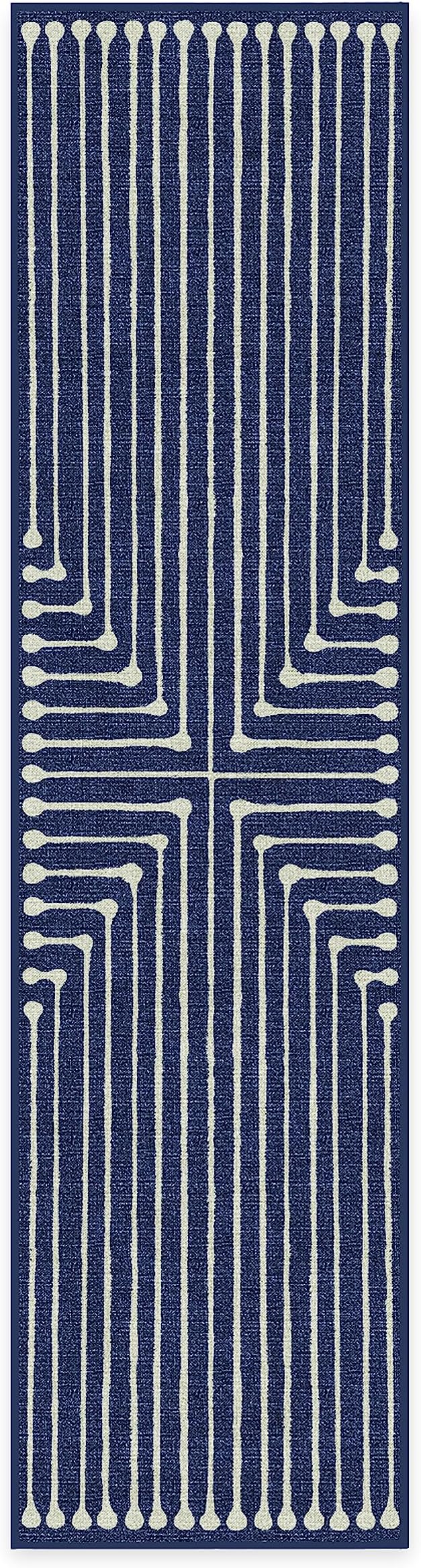 RUGGABLE x Jonathan Adler Machine Washable Modern Runner Rug – Inkdrop Lapis Blue 2.5x10, Stain-Resistant, Non-Slip – Washable Rug for Hallway, Entryway, Living Room & Kitchen–with Cushioned Pad