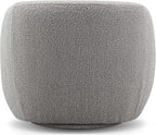 CHERS Aspen Swivel Accent Chair with Wood Accents, Bouclé Upholstered Armchair for Living Room, 360° Swivel Barrel Chair with High-Density Cozy Foam Cushioning, Modern Design, Gray