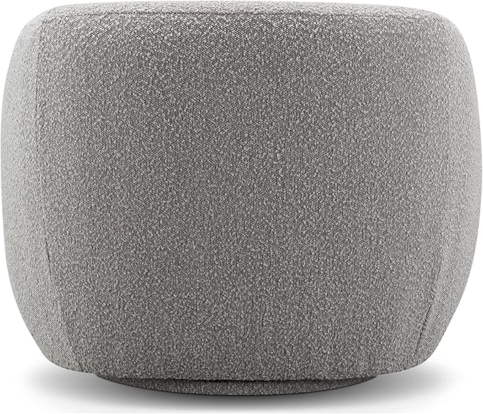 CHERS Aspen Swivel Accent Chair with Wood Accents, Bouclé Upholstered Armchair for Living Room, 360° Swivel Barrel Chair with High-Density Cozy Foam Cushioning, Modern Design, Gray