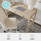 Martha Stewart Rhett Home Office Desk with 3 Drawers and Tapered Legs in Light Natural with Antique Bronze Hardware