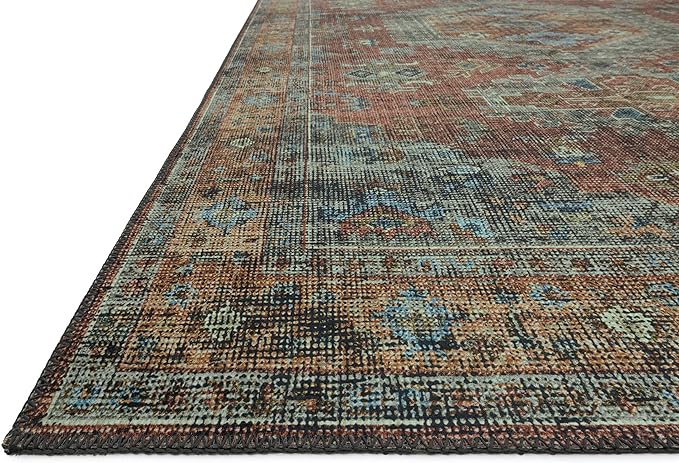 Loloi Skye Collection SKY-07 Terracotta/Sky 2'-6" x 12'-0" Runner Rug