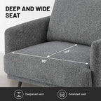 Oversized Accent Chair for Living Room Chairs Reading Arm Chair Comfy Modern Single Sofa Side Chairs with Metal Legs & Soft Cushion for Bedroom, Waiting Room (Chenille Dark Grey, Set of 1)