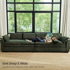 Belffin Large Modular Sectional Sofa with Double Deep Chaise and Loveseat, Corduroy U Shaped Couch with 9" Soft Dual-Layer 9 Seats Cushion for Living Room, Apartment, Green