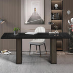LEVNARY 78 Inch Long Executive Desk, Large Office Desk with Wood Strip Base, Modern Farmhouse Computer Desk Business Furniture for Home Office (Black)
