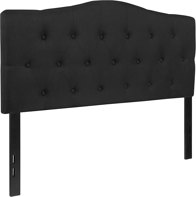 BizChair Tufted Upholstered Full Size Headboard in Black Fabric