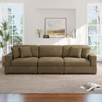 Modular Sectional Couches for Living Room, 118" Modern Upholstered 3-Seater Sofa Couche for Living Room Bedroom, Camel