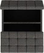 SIMPLIHOME Harrison 30 inch Wide Transitional Square Small Coffee Table Storage Ottoman in Ebony Tweed Polyester, Assembled, for The Living Room and Bedroom