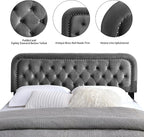 Tufted Upholstered Headboard,Button Solid Wood HeadBoards with Adjustable Height,Modern Performance Velvet Bed Head Boards,Easy Install&Nailhead (Gray, Twin)