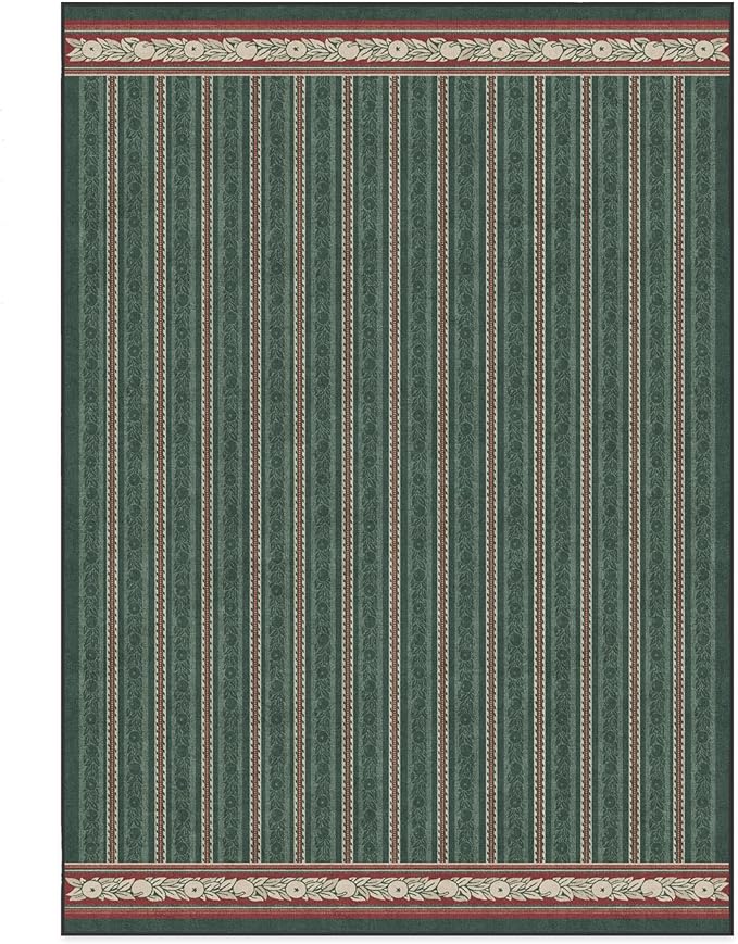 RUGGABLE x Morris & Co Machine Washable Area Rug – Fruit Stripe Spruce Green 5x7, Stain-Resistant, Non-Slip – Medium Rugs for Living Room, Bedroom, Hallway, Entryway & Office–with Cushioned Pad