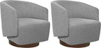 MINCETA Accent Chair,Modern Swivel Chairs for Living Room and Bedroom Reading with Wood Base,Set of 2,Performance Fabric in Gray