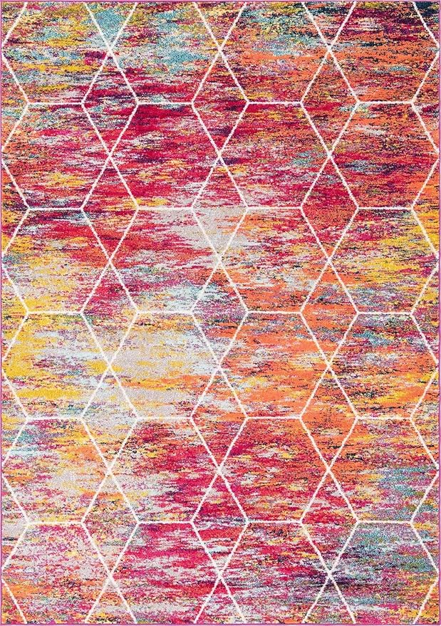 Unique Loom Trellis Frieze Collection Area Rug - Geometric (7' x 10', Multi/ Ivory)