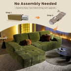 114" Glitter Cloud Sectional Couch with L-Shape Chaise, Modern Boneless Couches for Living Room Christmas Party, Fluffy Tufted Deep Seat Modular Sofa in a Box No Assembly