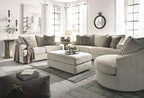 Signature Design by Ashley Soletren Contemporary Chenille Loveseat with 2 Accent Pillows, Off-White