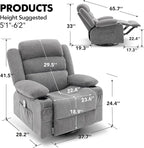 Oversized Recliner Chairs for Adults, 360° Swivel Rocking Recliner with Heat and Massage Lazy Boy Recliner,Recliner Chairs Single Sofa Seat with Cup Holders