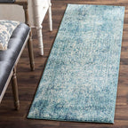SAFAVIEH Evoke Collection 2'2" x 17' Blue/Ivory EVK256C Oriental Distressed Non-Shedding Living Room Bedroom Runner Rug