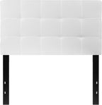 EMMA + OLIVER Quilted Tufted Upholstered Twin Size Headboard in White Fabric