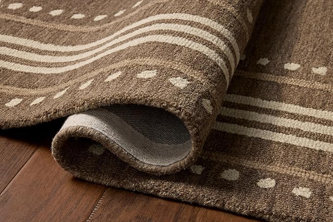 Loloi Chris Loves Julia Alfie Collection ALF-02 Bark/Natural 5'-0" x 7'-6" Area Rug Wool Neutral Living Bedroom Dining Carpet