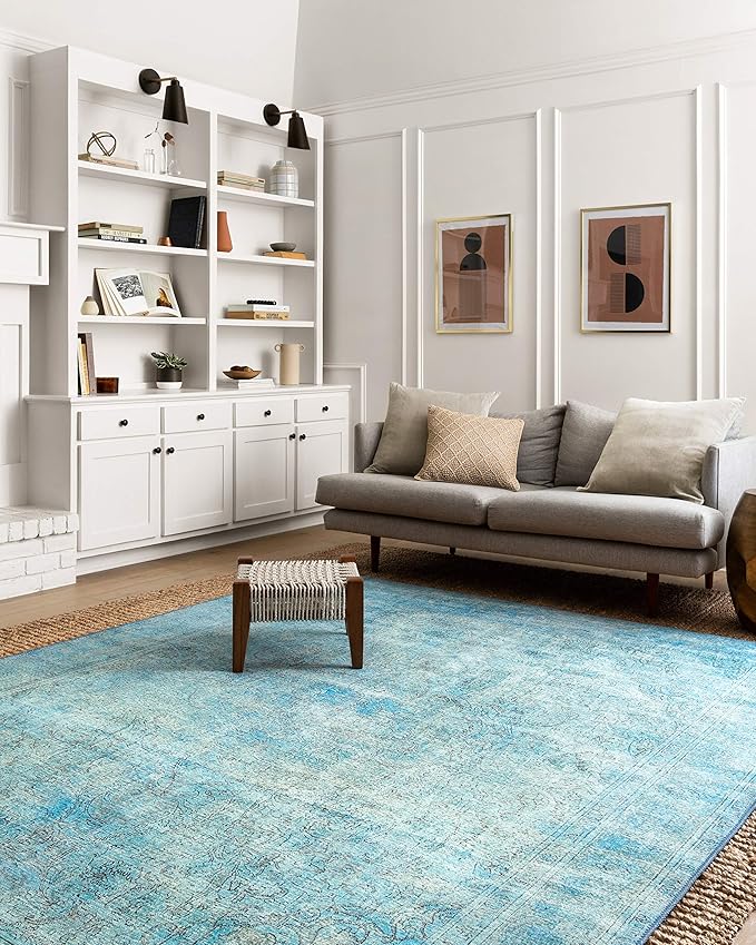 Loloi Loren Collection LQ-08 Aqua 8'-4" x 11'-6" Area Rug