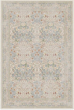 RUGGABLE x Morris & Co Washable Area Rug – Blackthorn Ivory Blue 6x9, Stain-Resistant, Non-Slip – Medium Machine Washable Rugs for Living Room, Bedroom, Hallway, Entryway & Office–with Standard Pad