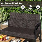 Tangkula 4 Pieces Patio Furniture Set, Outdoor Rattan Conversation Set w/Cushioned Chairs & Wood Plastic Coffee Table, Wicker Sectional Seating Furniture for Backyard, Poolside, Porch (Off White,1)