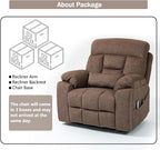 4 OKIN Motor Power Lay Flat Lift Recliner Chair for Elderly Adults Big and Tall Recliners with Heat Massage, Adjustable Head-Back-Lumbar-Leg-Support, Extended Footrest, 2 Cup Holders