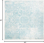 SAFAVIEH Evoke Collection Area Rug - 5'3" Square, Ivory & Aqua, Distressed Design, Non-Shedding & Easy to Clean, Ideal for Living Room, Bedroom, Dining Space (EVK256J)