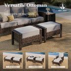 HERA'S HOUSE 8-Piece Outdoor Furniture Set with Fire Pit Table, Patio Conversation Set with 5.5" Thick Cushions & High Back Swivel Chairs, All-Weather Wicker Deep Seating Sofa with Ottomans, Grey