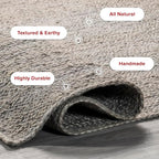 nuLOOM 5x8 Rigo Jute Hand Woven Area Rug, Grey, Solid Farmhouse Design, Natural Fiber, For Bedroom, Living Room, Dining Room, Hallway, Office, Kitchen, Entryway